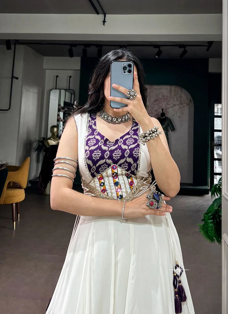 Nnk1788 Pure Rayon Gamthi Mirror Work Navratri Lehenga Choli